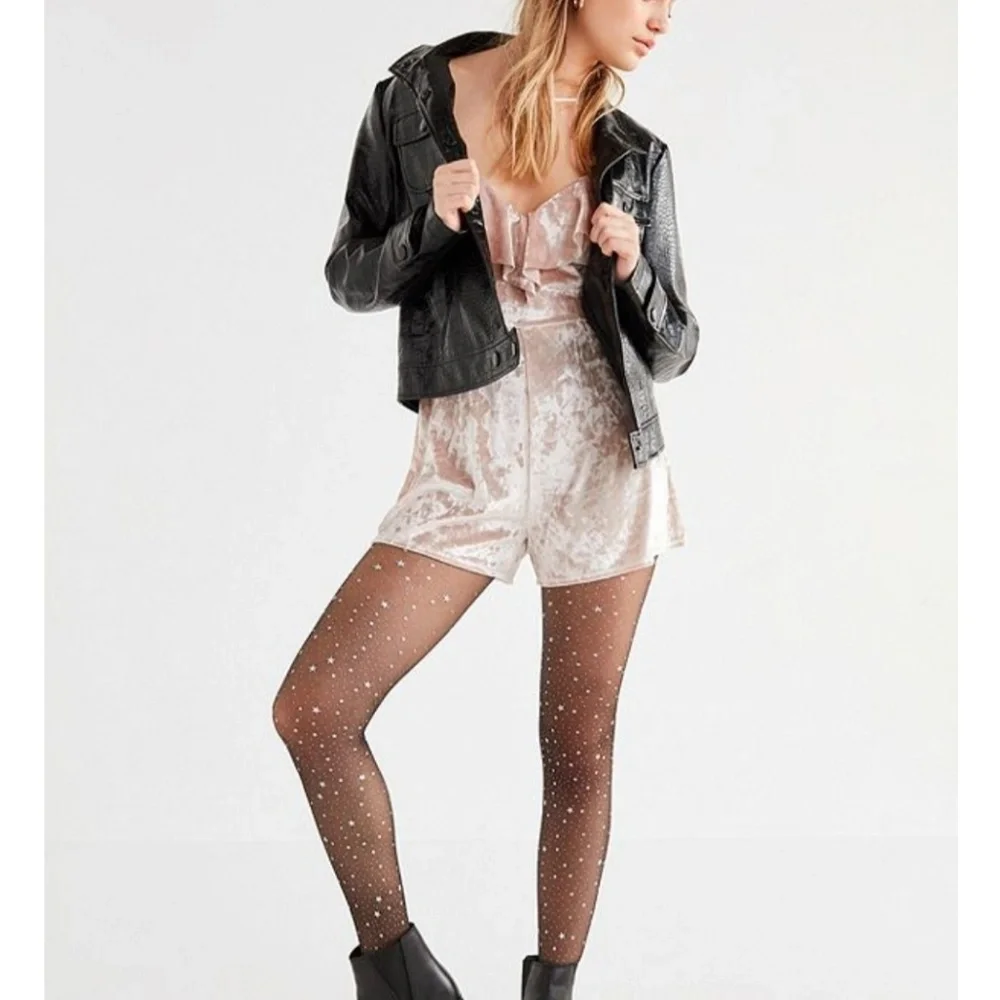 Crushed Velvet Dressy Romper Champagne Rose Cream